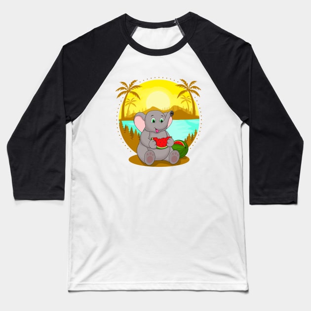 BEACH PLEASE, ELEPHANT Baseball T-Shirt by canzyartstudio